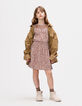 Robe rose imprimé fleurs d'automne fille-1