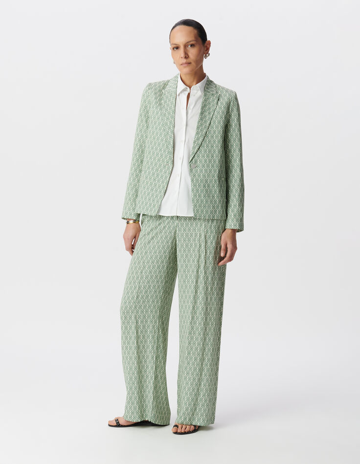 Amerciana verde con estampado étnico para mujer-1