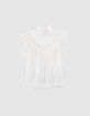 Kalkbeige top LENZING™ ECOVERO™ guipurekant Dames-6