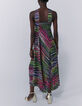 Robe longue imprimée à encolure nouée femme-2