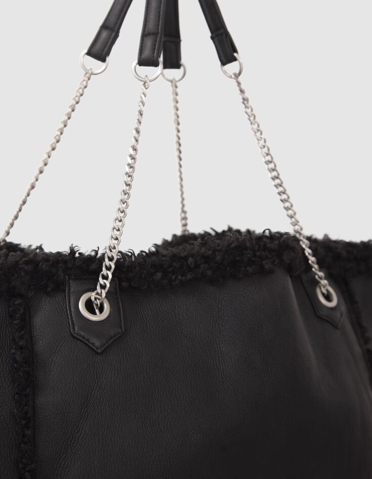 Bolso cab&aacute;s oversize negro forrado reversible mujer-4