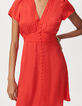 Robe rouge satinée jacquard motif animalier Femme-4