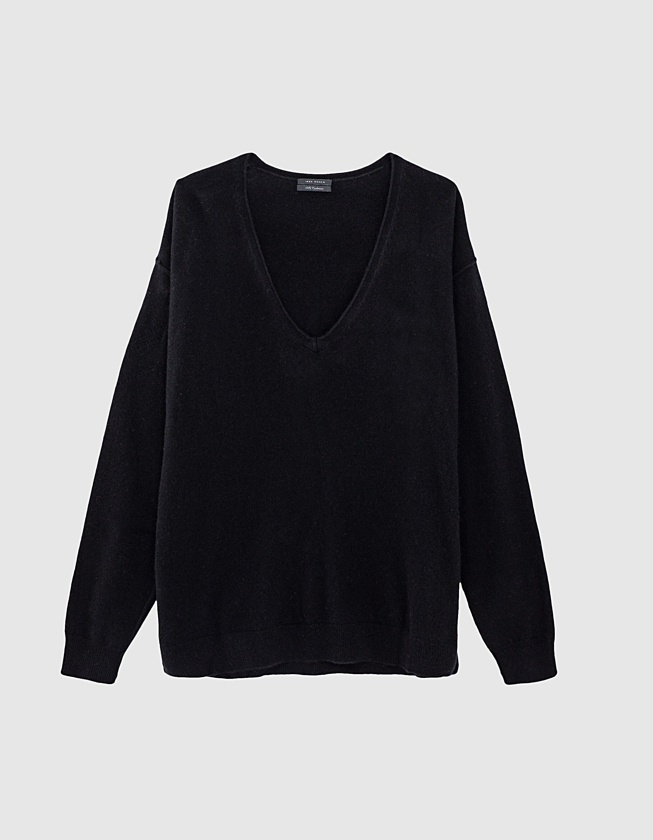 Women s black chevron pointelle cashmere sweater