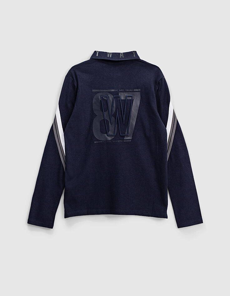 Polo navy con bandas de rayas en las mangas ni&ntilde;o -3