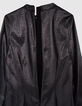 Black sequined velvet dress with high collar for girls-9