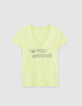 Women’s lime green slogan T-shirt with diamante-8