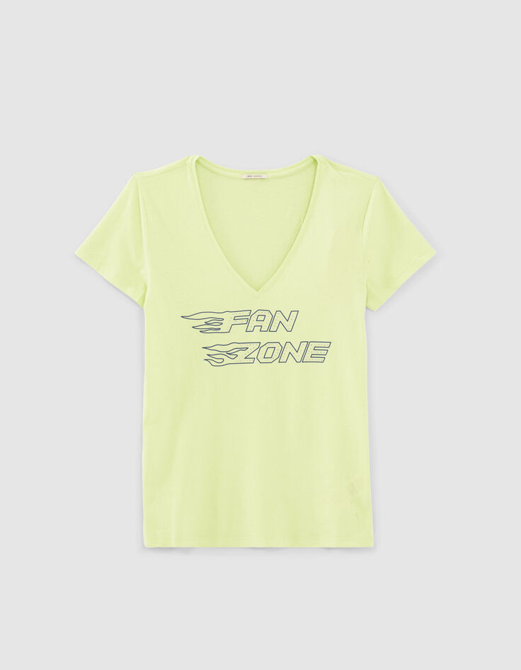 Women’s lime green slogan T-shirt with diamante-8