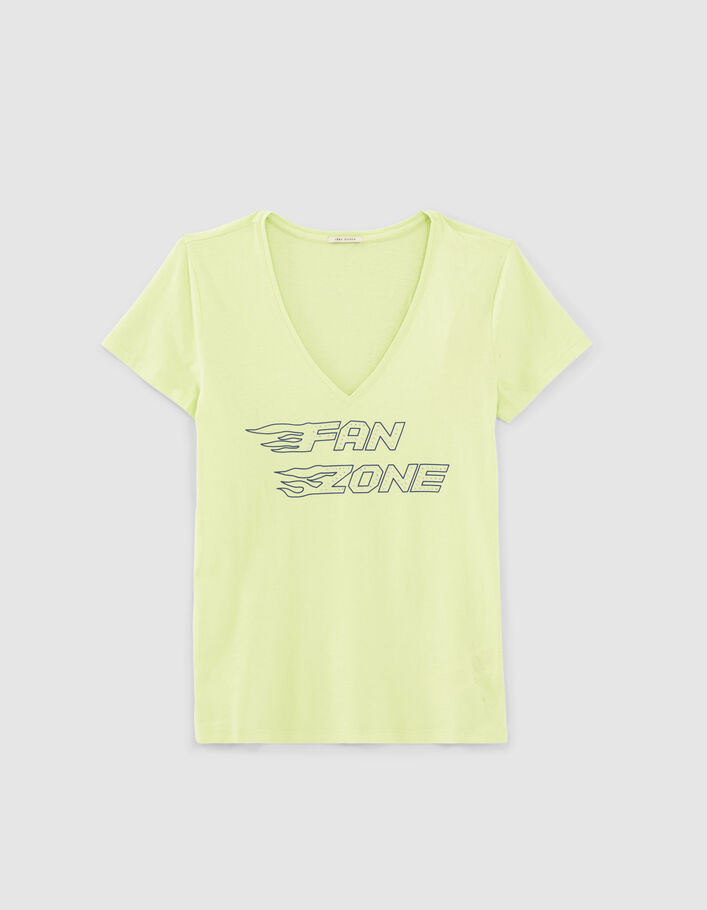 Anisgrünes Damen-T-Shirt mit Schriftzug und Strass - IKKS