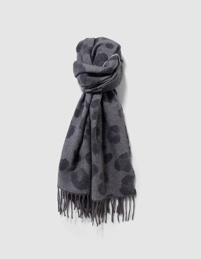 Echarpe noire jacquard motif l&eacute;opard fille - IKKS