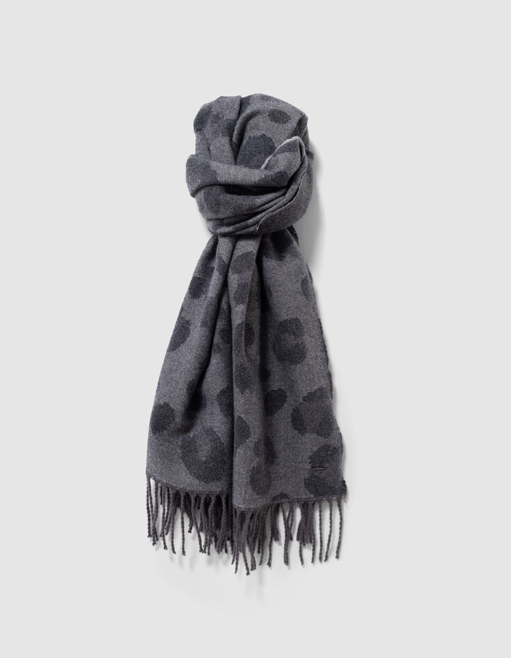 Black leopard jacquard scarf-2