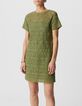 Robe courte verte coton bio dentelle crochet Femme-2