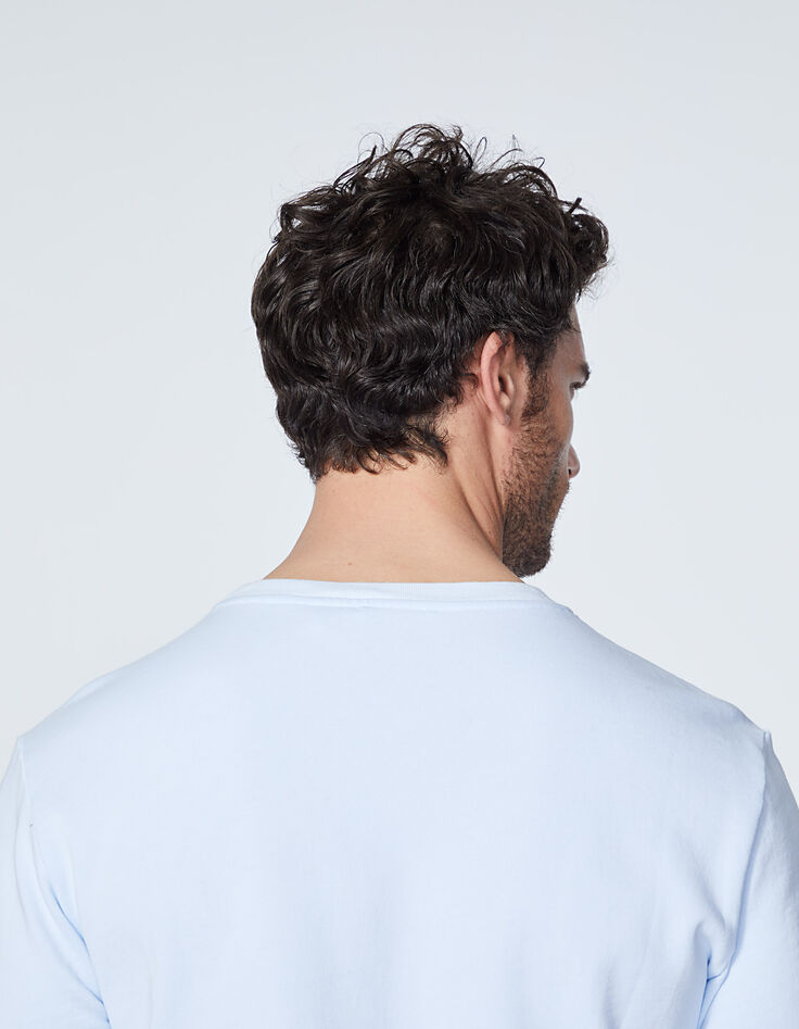 Vergeet-me-niet blauwe sweater met tekst Heren-5