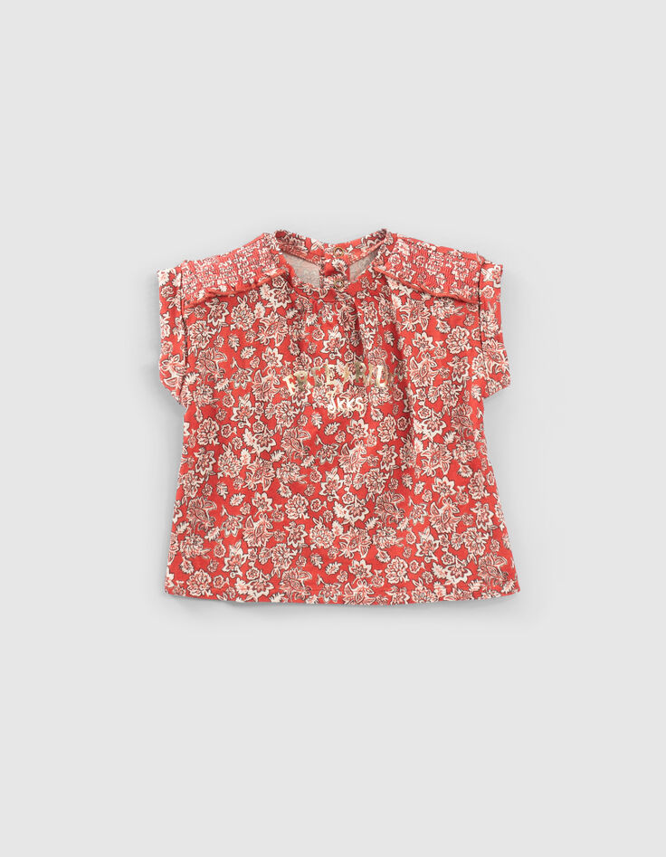 Rotes T-Shirt mit Blumenprint für Babymädchen-1