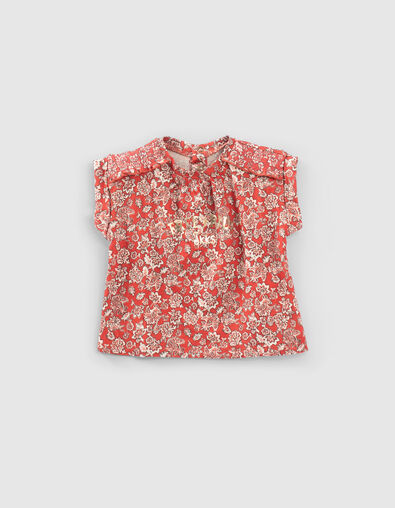 Rood T-shirt bloemenprint babymeisjes - IKKS