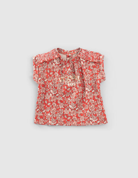 Rood T-shirt bloemenprint babymeisjes