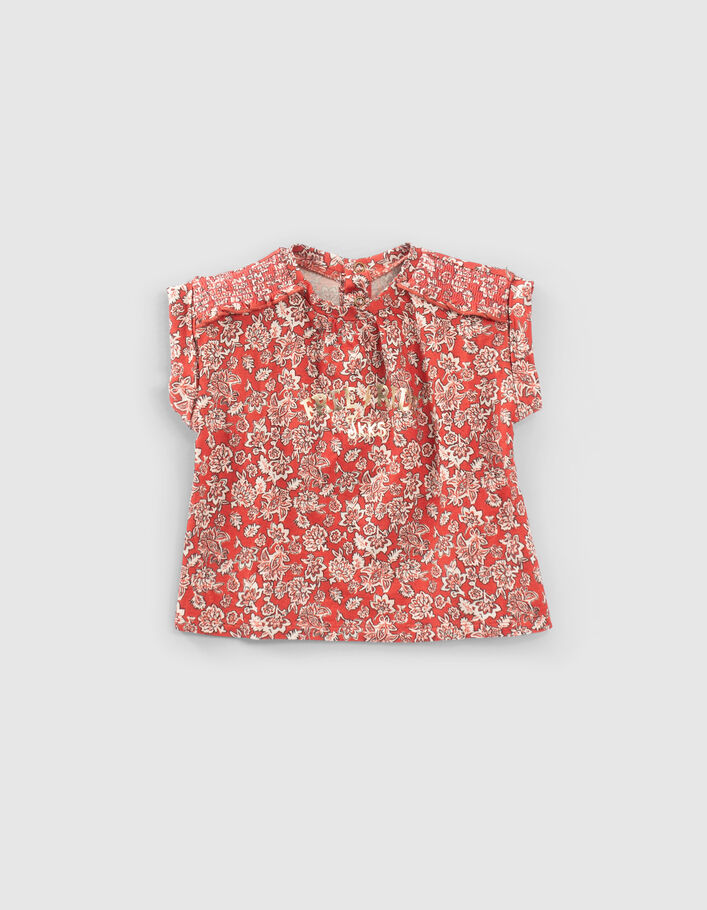 Rotes T-Shirt mit Blumenprint für Babymädchen - IKKS
