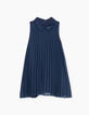 Robe navy plissée à col fille-2