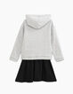Robe gris chiné moyen avec sweat à rayures sequins fille-3