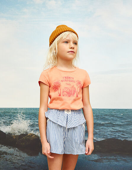 Aprikosenfarbenes Mädchen-T-Shirt mit Van-Life-Motiv