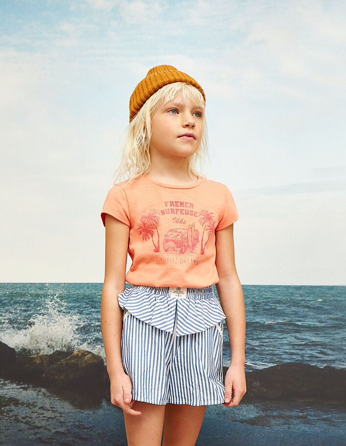 Abrikoos bio T-shirt opdruk van life glitters meisjes - IKKS