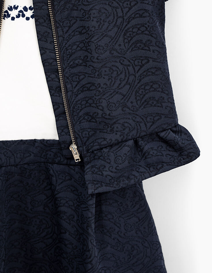 Robe 2 en 1 navy et blanc avec top zippé fille-7