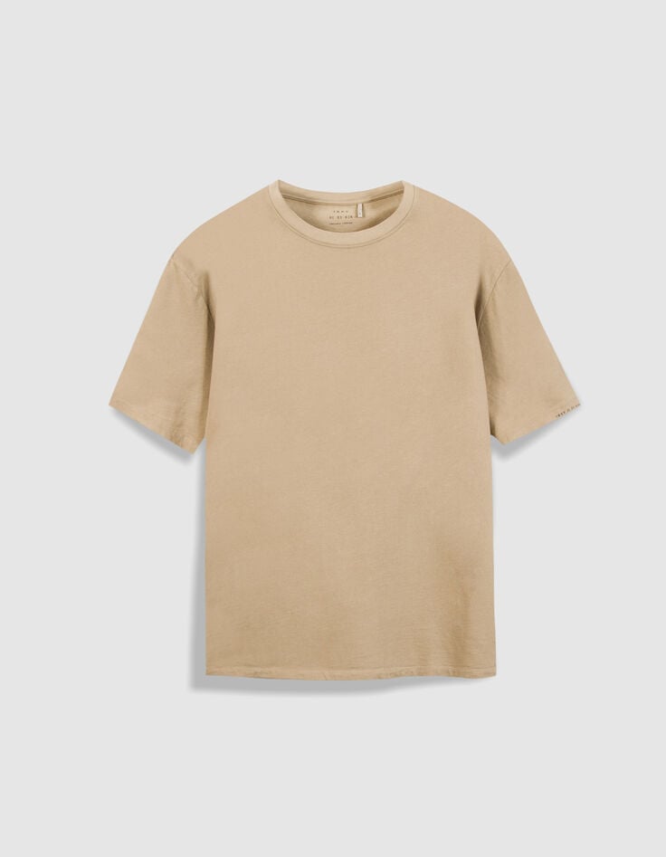 Beiges T-Shirt Rundhals Bio-Baumwolle-7