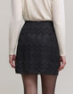 Jupe courte noire voile jacquard chevrons lurex Femme-5