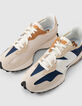 Baskets beiges et marine New Balance 327 Homme-4