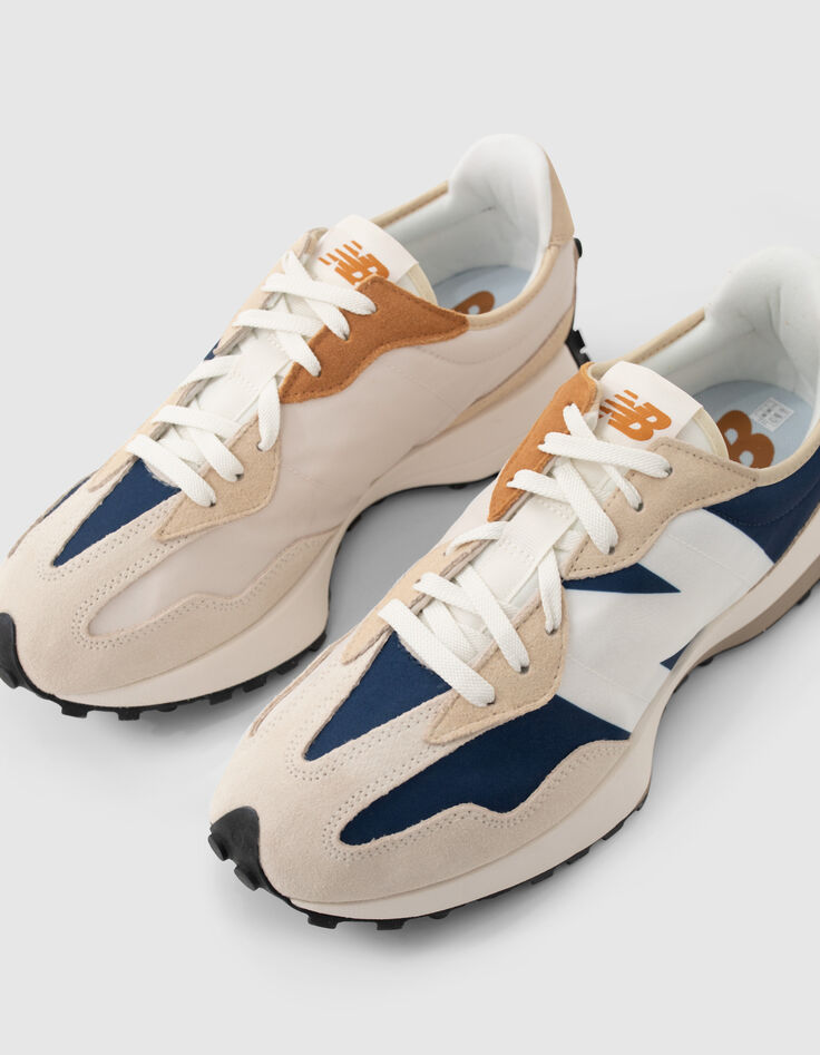 Baskets beiges et marine New Balance 327 Homme-4