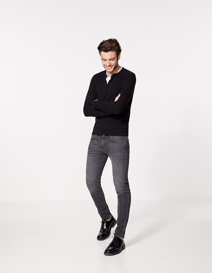 Pull noir à col tunisien Homme-6