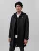 Trench noir à parementure-capuche amovible Homme-1