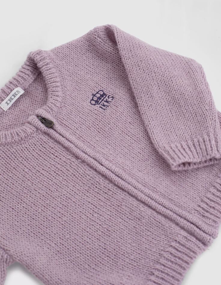 Baby girls’ lilac zipped knitted cardigan-2