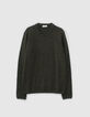 Men's khaki moulin&eacute; knit round collar sweater-6