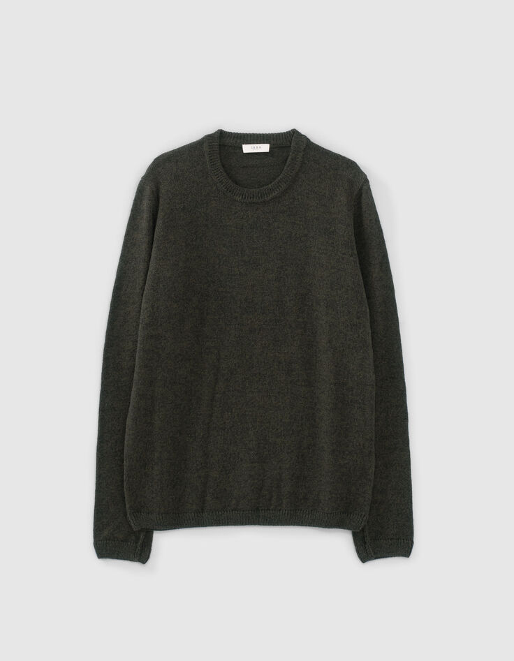 Men's khaki moulin&eacute; knit round collar sweater-6