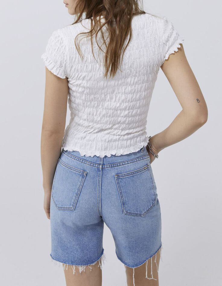 Women’s off-white smocked T-shirt-2