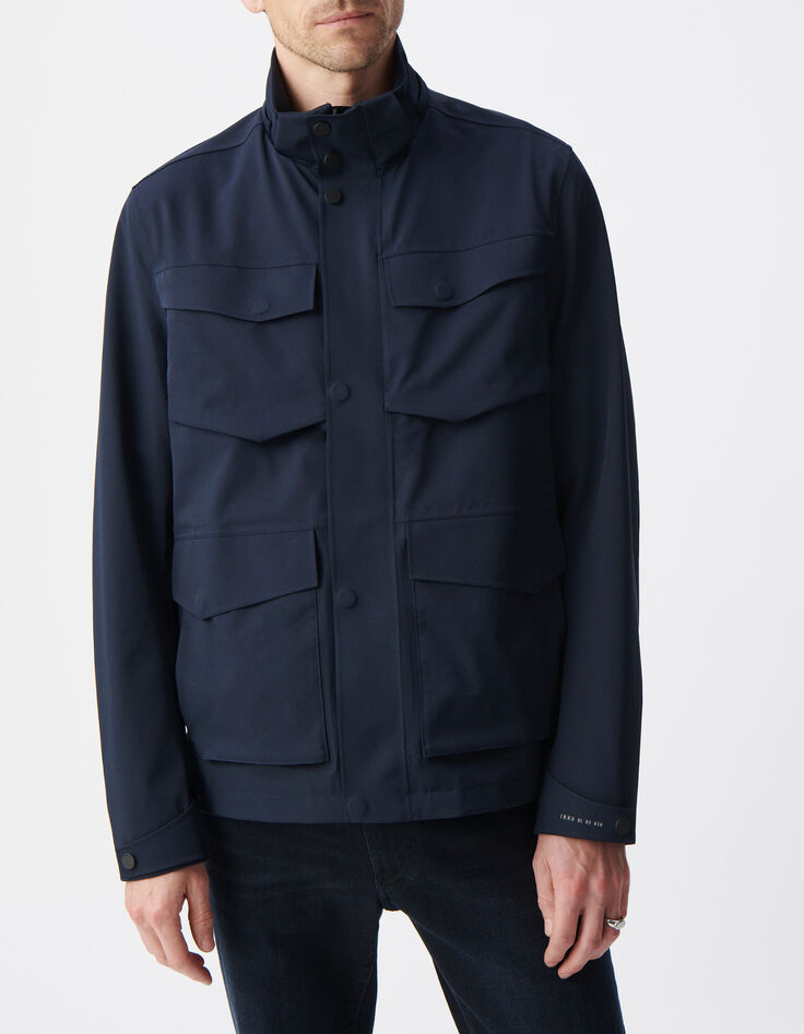Marineblauwe parka WATERPROOF nylon Heren-4