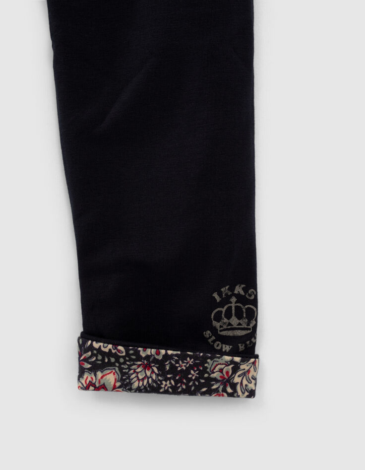Girls' navy print/navy reversible leggings-6