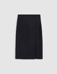 Zwarte kokerrok met split milanotricot Dames-6