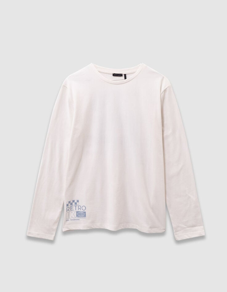 Camiseta blanca algodón coche espalda niño-1