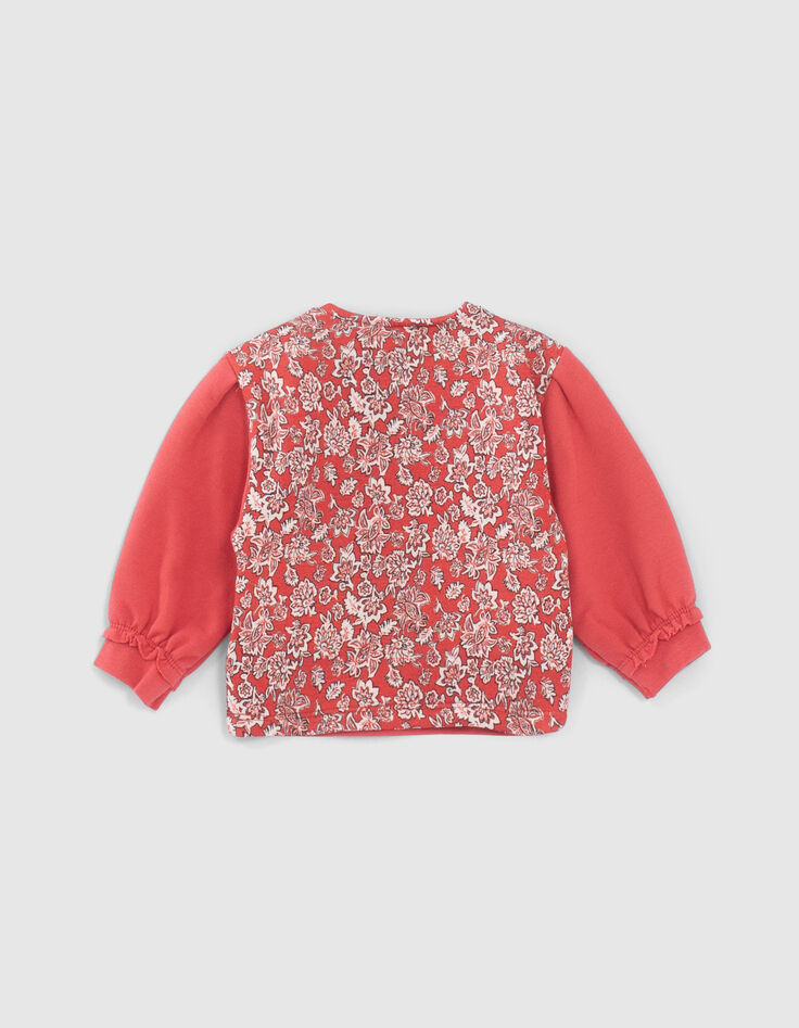 Sudadera rojo bimaterial estampado espalda bebé niña-2