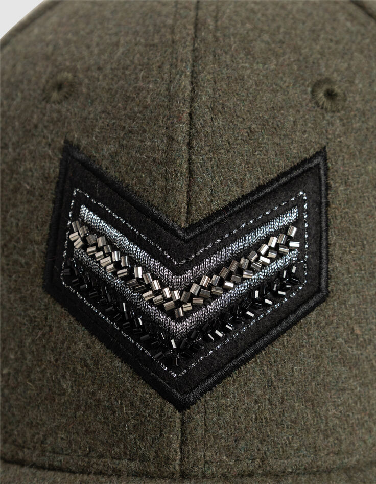 Women&rsquo;s khaki cap with chevron embroidery-4