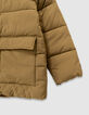 Manteau court kaki matelassé fille-4