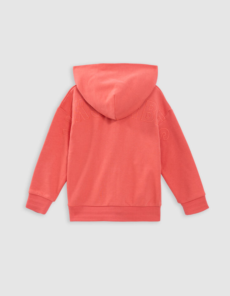 Cardigan rouge zippé à capuche maxi broderie dos garçon-6
