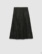 Jupe midi noire dentelle métallisée forme bulle Femme-5