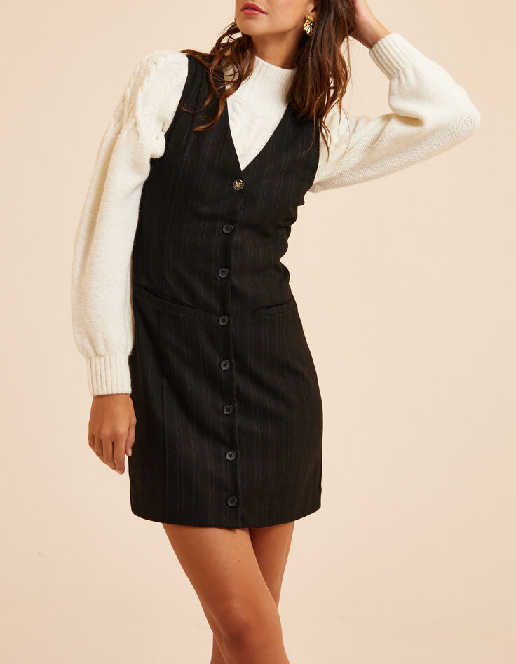 Robe-gilet noire motif rayures I.Code-1