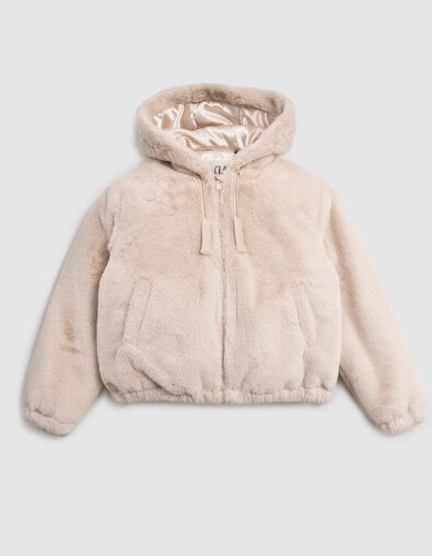 Chaqueta beige reciclada con capucha para niña - IKKS