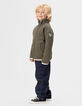 Cardigan réversible sherpa bleu et molleton kaki garçon-2