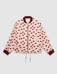 Blouson bomber rose satiné imprimé bouches Femme-6