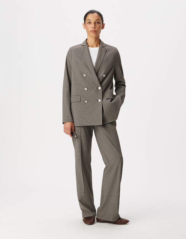 Pantalon de tailleur beige motif pied-de-puce Femme-6