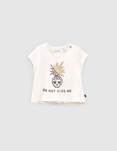 T-shirt écru tête de mort-ananas bio bébé fille - IKKS